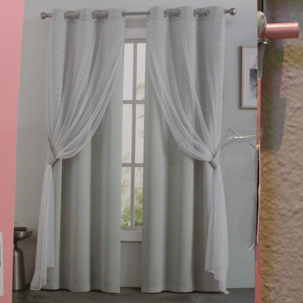 Juicy Couture Thermal Room Darkening Window Panels with Sheer Shimmer Overlay - Picture 2 of 7